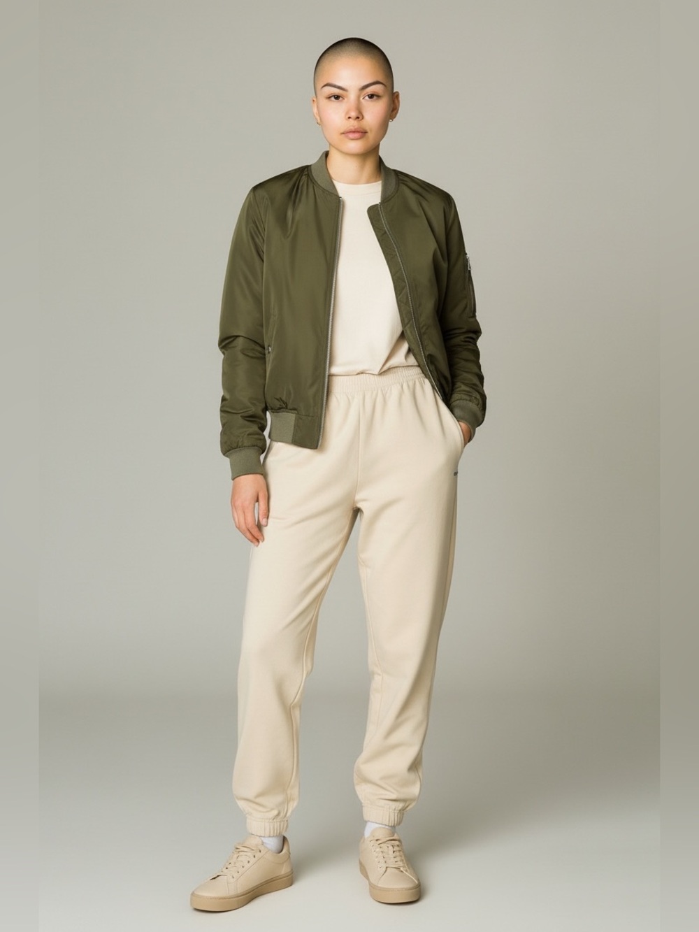 *36.5 Classic Olive Green Bomber Jacket with Snap Pockets | NWOT